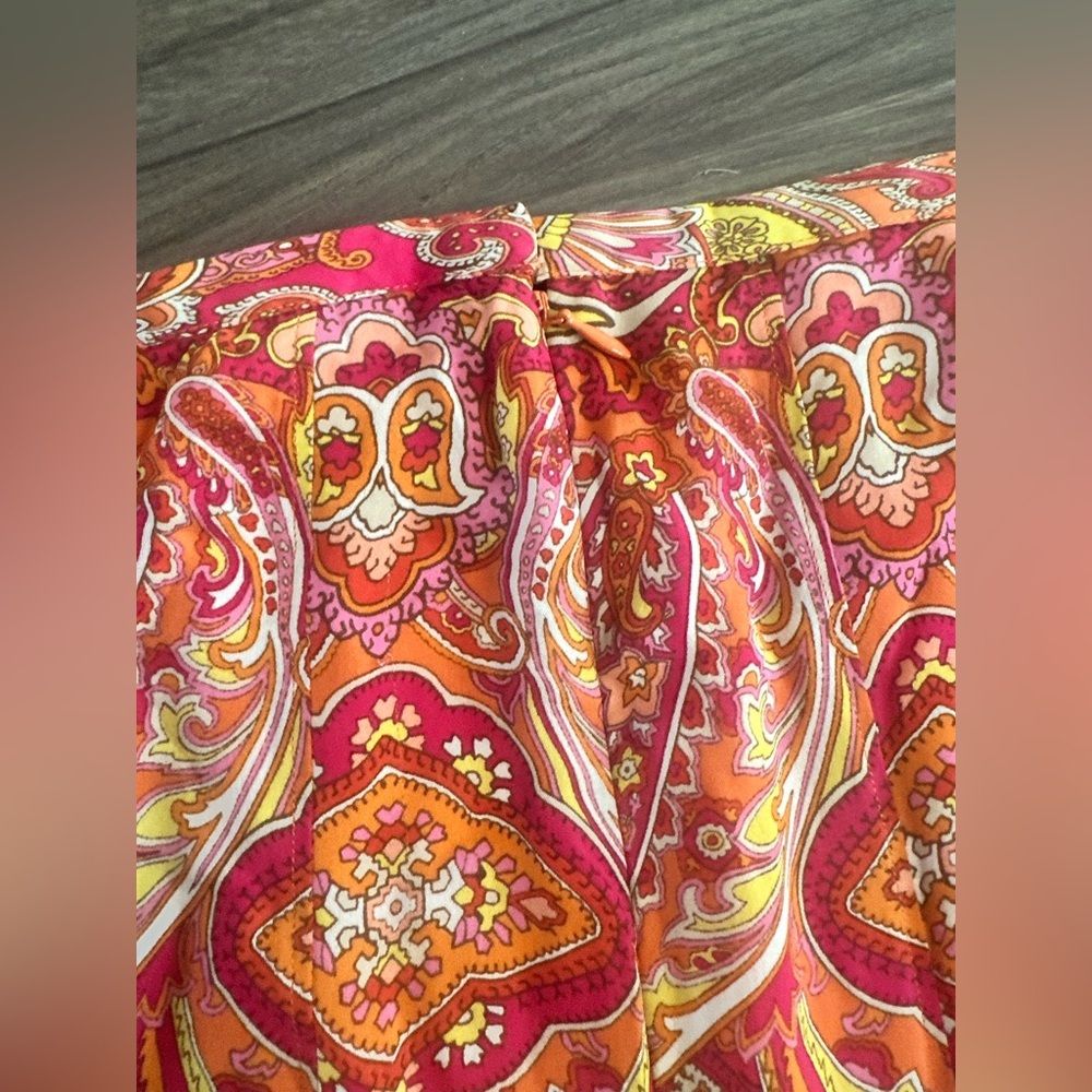 Talbots 100% Silk Paisley‎ A-Line Skirt Orange Pink Yellow Size 14W - Picture 11 of 14